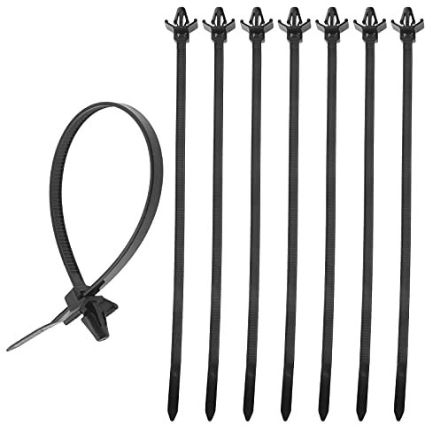 Create idea 100pcs Push Mount Winged Chassis Cable Ties for Homehold Construction Industry Electronic Industry Auto Cable Wire Nylon Black 200x4.8mm Fit Hole Diameter 4mm-6mm
