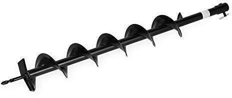 EBERTH Erdbohrer Gartenbohrer Gartenspiralbohrer, Stahl, Durchmesser 100mm, Länge 800mm, Aufnahme-Durchmesser 20mm, Schwarz Lackiert, Rostfrei, Steckverbindung mit Sicherungsbolzen