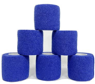 Cohesive Bandage,Blue Self Adherent Cohesive Bandages 5cm x 4.5 Meters - Pack of 6pcs,for Wrist Ankle Sprains & Swelling.