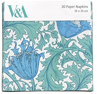 Pack of 20 Paper Serviette Napkins - 'Anemone' Floral Design by J.H. Dearle - Disposable Tableware - by Museums & Galleries