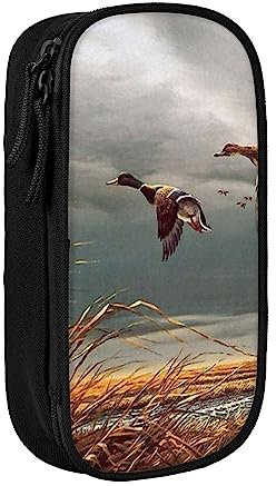 OHWODA Jagd Fliegende Wilde Enten gedruckt Große Kapazität Bleistift Fall langlebig Bleistift Tasche, tragbare Schreibwaren Tasche, Schreibtisch Organizer