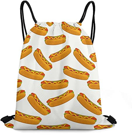 385 Tunnelzug Gymsack Lustiger Hotdog Liebhaber Stoffbeutel Mit Kordelzug Kinder Gymnastikbeutel Faltbar Rucksackbeutel, Für Yoga, Strand, Schwimmen