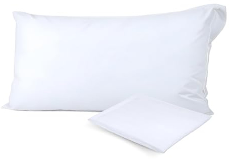 CASTUWORLD Funda de Almohada Impermeable, Antiacaros, 50% Algodon y 50% Poliester. Cremallera Lateral. Transpirable. Protectora Higienica Suave Lavable (105x40 cm)