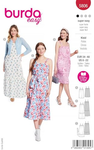 burda easy Papierschnittmuster Damen luftiges Sommerkleid #5806 | Gr. 34-48 | ideal für Nähanfänger:innen