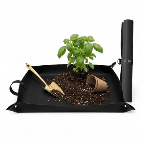 LIVLIG Estera de plantación, Robusta Estera de trasplante con Apariencia de Cuero, Estera de Trabajo Repelente al Agua, Estera de Jardinero, 75x50 cm, Negro