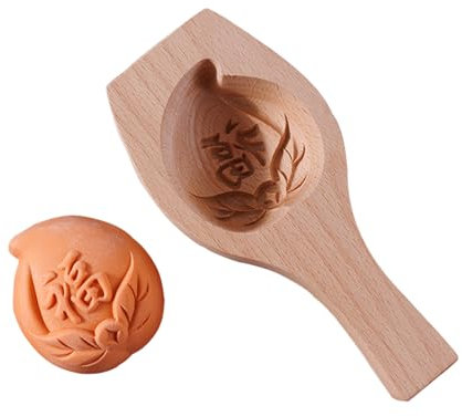 Jarsense 3,5 cm Butterformen, Mondkuchenform, Holz, traditionelles chinesisches Gebäck, 3D-Presse, pfirsichförmig, mit Glück zum Pressen von Mondkuchen, Brötchen, Dessertformen, traditionelles