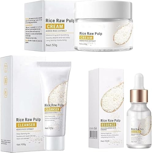 2024 Rice Raw Pulp Face Cream,Crema De Arroz Para Blanquear La Piel,Anti Aging Face Moisturizer Face Cream,White Rice Serum for Face, Deep Moisturizing Nourish Facial Serum (1 Pcs)