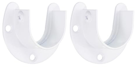 QUARKZMAN Inoxidable Acero Armario Soporte Varilla, 1.26 Diámetro Armario Soporte U-Forma Varilla Zócalo Brida para Armario Ducha Cortina, Blanco Paquete de 2
