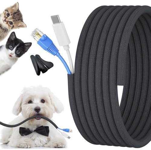 3/8 inch Cord Protectors from Pets No Chew, 10ft Wire Protector Cord Covers for Pets, Flexible Cable Sleeve Cord Management for TV Computer Wires