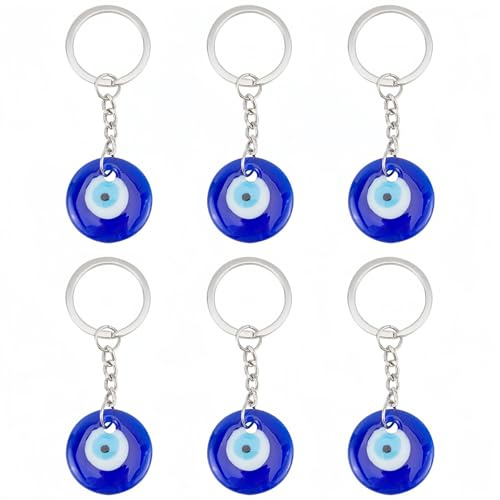 Evil Eye Keyring, 6Pack Turkish Amulet Pendant for Handbag Ornament