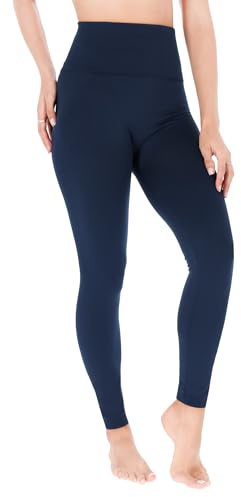 FUTURO FASHION vinter fleece fodrade leggings för kvinnor mysiga lätt isulerade byxor hög midja leggings varma stretchiga leggings, Marinblått Xsp, L/XL