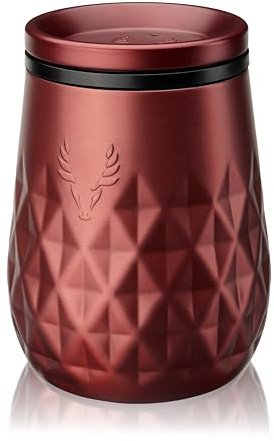 Viski Paragon Stainless Steel Wine Tumbler Cup with Lid, Insulated Wine Glass with Ceramic Coating for Pinot Noir, Chardonnay, Rosé, Wedding Gifts, Outdoor Party, 12 oz, Set of 1, Vintage Rose