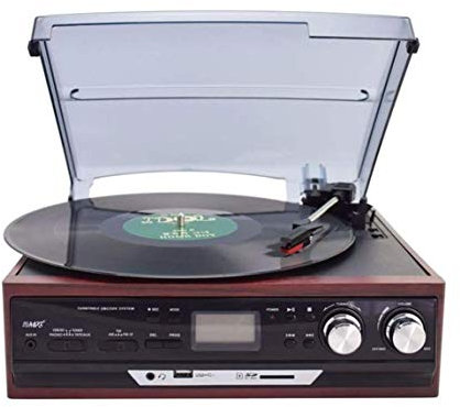 Aioneer Platine Vinyle, Tourne-Disque, Lecteur Bluetooth/FM, Tourne-Disque, Gramophone Classique De Style Noir