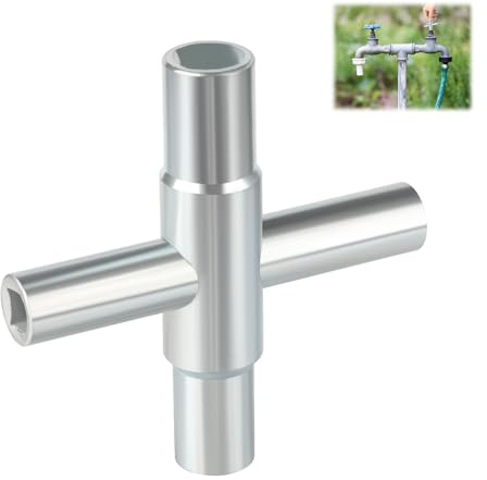 XIAOCHUAN Vierkantschlüssel, 4 Wege Wasserhahnschlüssel, Stahl-Multifunktionsschlüssel für Wasserhähne, Ventile, Schaltschränke, Box Schrank