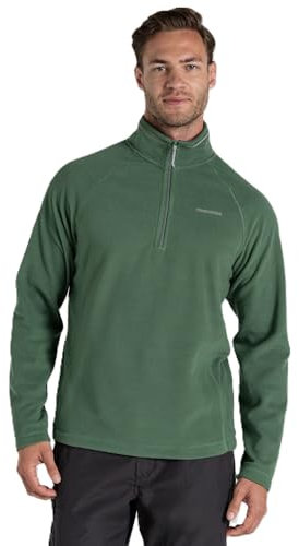 Crag hoppers Men's Corey VI Half Zip Fleece Lightweight Insulating Top, Mangrove Green, M