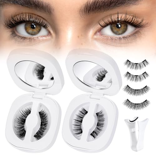 Higu clace Magnetische Wimpern, Magnet Wimpern Ohne Eyeliner,Magnetische Wimpern Natural Look, Stark Magnet Wimpern mit Applikator,Kein Kleber erforderlich Wimpern (KF1)