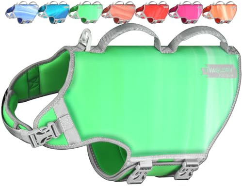 VIVAGLORY Hunde Schwimmweste Neoprene Hundeschwimmweste, XL, Naturgrün | Verstellbar & Auftrieb for Hunde, Schwimmweste Hundeweste Schwimmen Rettungswesten zum Schwimmen