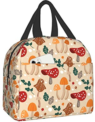 Hulnulnu Insulated Lunch Bag Reusable Lunch Box for Women Men, Cooler Lunch Boxes Waterproof Lunch Bags Office Picnic Work, Cute Mushroom Gift