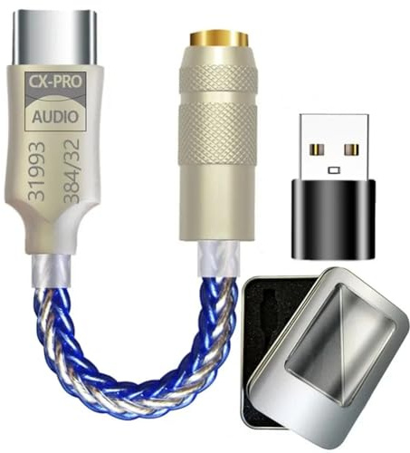 Goufride CX31993 HiFi Type C vers 3,5 mm Amplificateur D'Écouteur avec Adaptateur pour Téléphone Portable IEM AMP, Adaptateur USB en Métal A