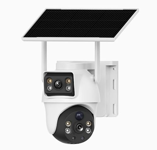 XIAOVV 2.5K 4G überwachungskamera Aussen Solar Akku Zweiäugige Außenkamera,360° Panoramaüberblick, Schutzklasse IP65 Unterstützt nur 4G SIM Karten,Hochauflösende Vollfarb-Nachtsicht