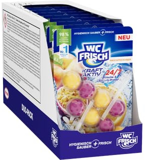 WC FRISCH Kraft Aktiv Duftspüler Früchtezauber 10er Set (10 x 100 g) – WC-Reiniger mit fruchtigem Duft & 4-facher Aktivstoff-Kombination, WC-Duftsteine für 24/7 Frische & sichtbare Reinigung