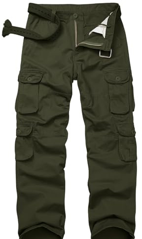 Men's BDU Casual Military Pants, Tactical Wild Army Combat ACU Rip Stop Camo Cargo Work Trousers with 10 Pockets #3316-Army Green-34