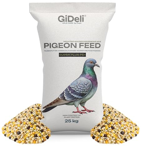 GiDeli Taubenfutter 25 kg - Körnermischung mit Mais & Erbsen - Brieftauben | Abwechslung aus 21 Saaten, Omega-3 durch Leinsamen, Hanfsaat, Mauserfutter für Zuchtanlagen, ohne Konservierungsstoffe
