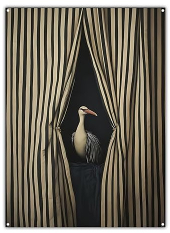 Bird Wall Art, Funny Metal Signs, Striped Humorous Door Plaque, Stylish Home Decoration for Friends Families Colleges Living Room Bedroom Man Cave Bar Decor Gifts 30x20cm/12x8in