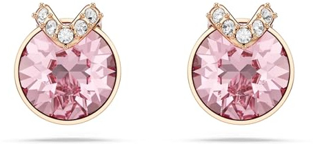 Swarovski Bella Ohrstecker, Rundschliff, Pavé, Rosa, Roségold-Legierungsschicht