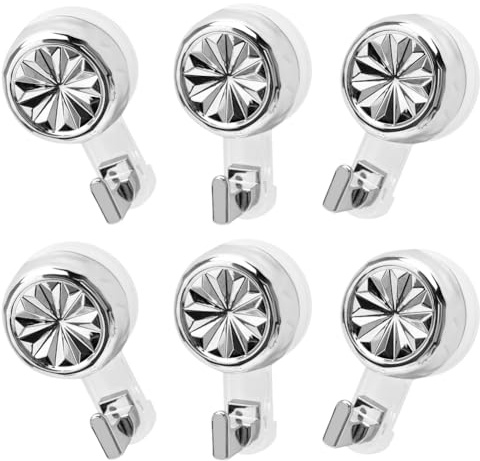LUPATDY Handtuchhaken Ohne Bohren 6er Pack, Extra Stark Saugnapf Haken Max 10kg Pro Haken, Wiederverwendbar für Badezimmer, Küche, Camping, Glas, Fliese (Silber)