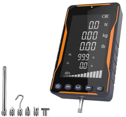 Comprobador digital de empuje y tracción, medidor portátil con 5 sondas, 3 modos de medición, sensor integrado para pruebas de compresión y tensión, unidades N/kg/libra