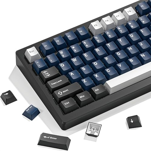 dagaladoo Double Shot PBT keycaps Set, Cherry Profile Keyboard Keycaps | 138-keys retro key caps full size,Custom keycaps for 60% 65% 75% 100% Cherry-MX switch Mechanical Keyboard（White/Black/Blue)