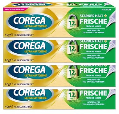 4 x 40g Corega Ultra Haftcreme frisch