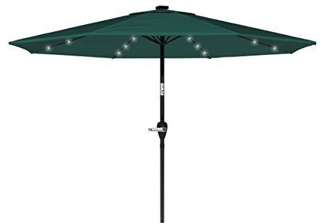 Pure Garden Patio Umbrella with Lights - 10 ft Outdoor Sun Shade Canopy with 32 Solar LEDs - UV 30+ Protection LED Umbrella (Green)