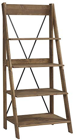 Walker Edison 68 Solid Wood Ladder Bookshelf - Brown