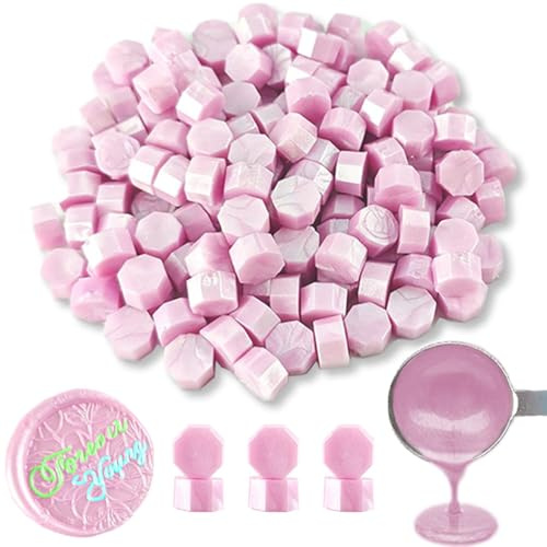 Wachs-Siegel-Perlen, ANBOSE 500 Stück Achteckige Siegel-Wachs-Perlen für Stempel (Pearl Pink)