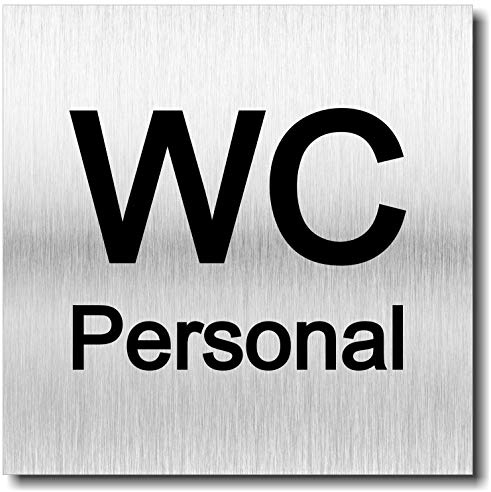 Türschild WC Personal Toilette UV Druck 12 x 12cm - 3mm Aluverbund - Made in Germany - Art.Nr. 2102