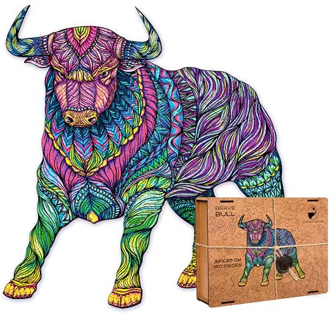 ACTIVE PUZZLES - Animal Puzzles | Adults | Wooden Jigsaw Puzzles, Laser Cut, Sustainable and Eco-Friendly, Premium Finish (Bull)