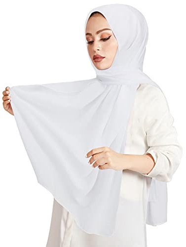 PHOGARY Hijab, Kopftuch Damen Hijab Muslimisch Kopftüchern Schal aus weichem Chiffon, mit Bänder, leicht, rutschfest für jede Saison Kopftüchern