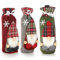 com-four® 3x Weinflaschen-Flaschenüberzug - Flaschenbeutel im Weihnachtsdesign - Flaschendeko für den Weihnachtstisch - Flaschen-Wichtel als Geschenkverpackung (rot + weiß + grau - kariert)