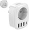 VINTAR 1PC Adattatore Presa Americana, Adattatore USA 5 in 1 con 3 porte USB e 1 porta USB-C per Stati Uniti, Adattatore Americano per America/Canada/Messico, Adattatore Spina Americana Tipo B