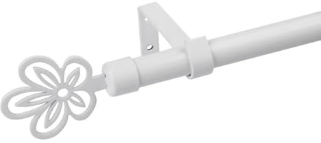 LOLAhome Set de Barra de Cortina Extensible de 122 a 211 cm, 2 escuadras y 2 terminales Blanco de Metal