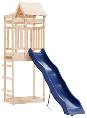 vidaXL Outdoor Playset: Solid Pine Wood, Multifunctional Entertainment Centre with Slide & Sandpit, Sturdy & Safe Design