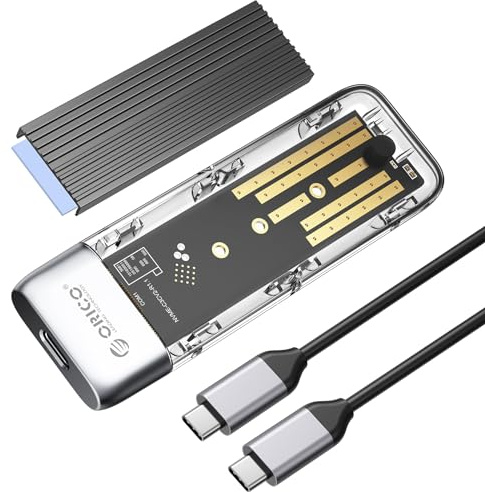 ORICO M.2 NVMe/SATA USB-C 10Gbps Toolfrei Gehüüs Für SSD Grau | 10Gbps NVMe / 6Gbps SATA, Für M-Key/B+M-Key 2230–2280, UASP & TRIM