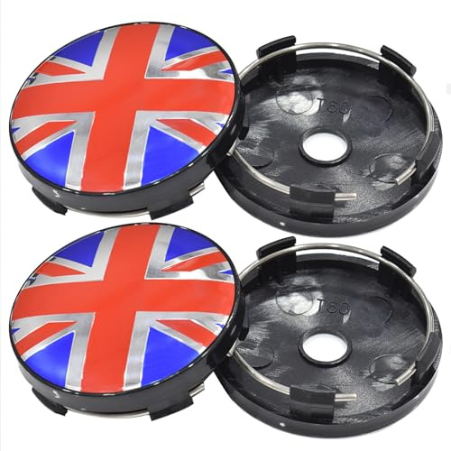 ontto 4 stycken navlock 60 mm universella hjulnavkapslar ABS hjulnavskydd brittisk flagga fälgkåpor som ersätter passar VW och Audi tillbehör för fordon hjulnav (OD 60 mm ID 56 mm) svart