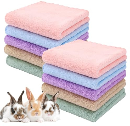 Couvertures pour cochons d'Inde, 10 pièces de couvertures en polaire pour animaux de compagnie 35 x 75 cm, inserts pour cage de cochon d'Inde, lit en polaire pour petits animaux, couverture pour chien