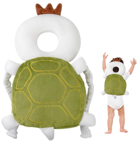 Kalastussaari Baby Kopfschutz Rucksack Netter atmungsaktivem, gefüllten Kopf Baby Kopfschutz mit Einstellbarer Baby Walker Kopfschutz, Schildkröte, Schildkröte