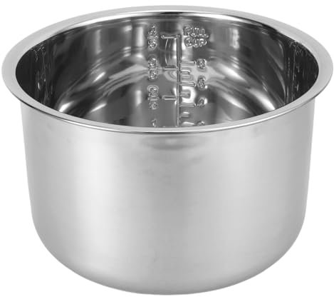 Cabilock Olla Interior de Acero Inoxidable 4l Reforzada Antiadherente para Olla Arrocera, Accesorio de Cocina Resistente para Uso Doméstico y Profesional