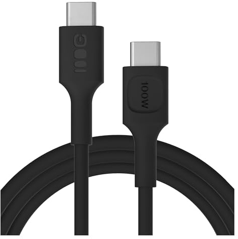 Green Cell PowerFlex Cable USB-C a USB-C 2m PD 100W Negro | Cable USB-C de 2m con Power Delivery 100W para una Carga Rápida y Eficiente, Ideal para el Escritorio y el Hogar