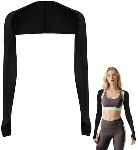 LQTSLFM Schutz Bolero Sommer, Armmanschette Kühlschal mit Fingerloch, Atmungsaktiv Armstulpen Eisseide, Flexibel Sonnenschutz Kleidung Damen für Sommer Radfahren Läuft Outdoor Aktivitäten (Schwarz)